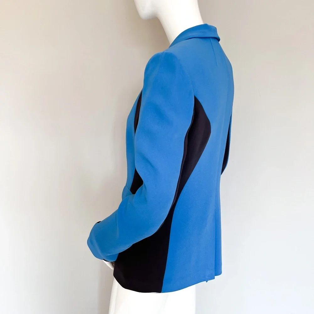 rag & bone Jefferson Blue Grey Colorblock Fitted Blazer Silk Blend Chic 2